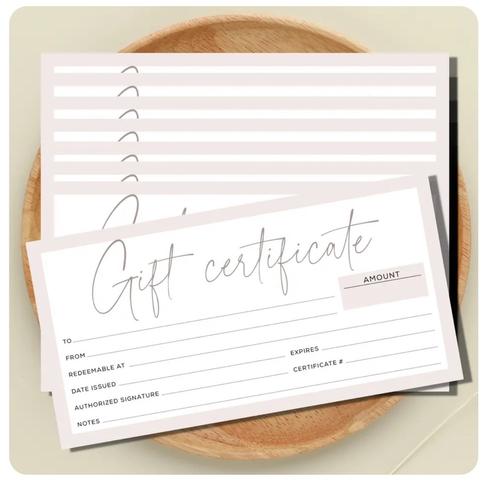 25 Blank Gift Certificates -Small Business Boho Light Pink Coupons Gift Voucher